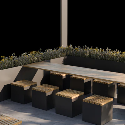 City parklet with garland — Ver 4
