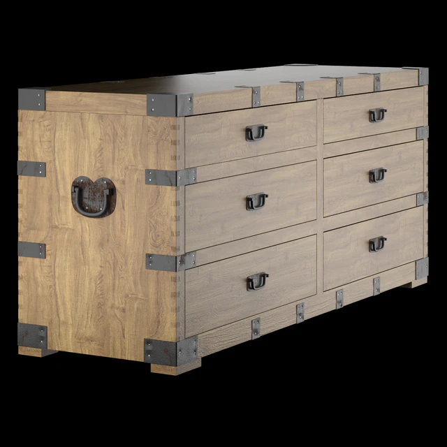 Chest Vintage Antique Oak Wide — Descargar