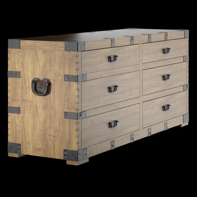 Chest Vintage Antique Oak Wide — Ver 2