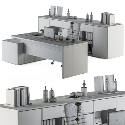 Boss Desk Gray Wood and Black - Office Furniture 248 — Ver 2