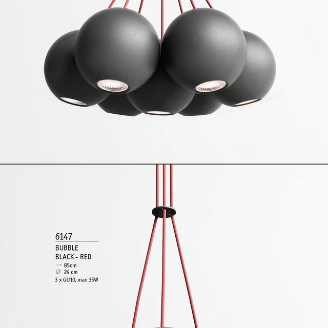 Cет из светильников NOWODVORSKI BUBBLE BLACK/RED — Скачать