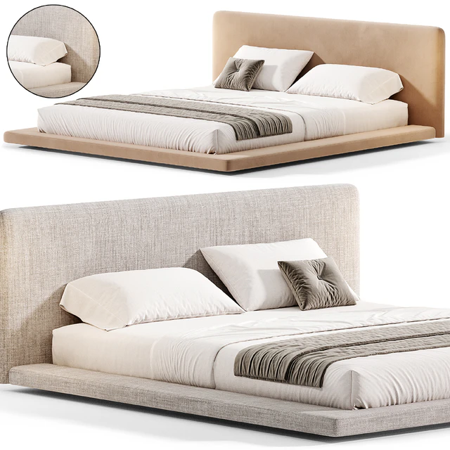 Modern White Upholstered Panel Bed By litfad — Descargar