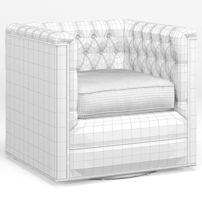 Thatcher Modern Classic Tufted Ivory Linen Swivel Armсhair — Вид 2