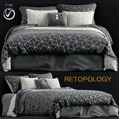 Charcoal sine quilt cover set — Ver 1