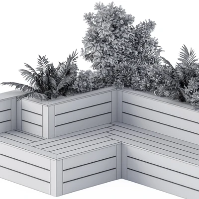 Roof Garden- Back Yard Furniture Bench with Flower Box — Ver 2