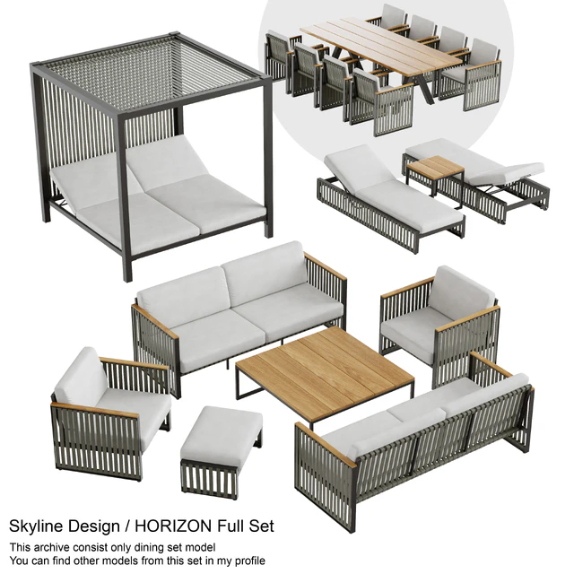 Outdoor garden wicker woven dining set Skyline design Horizon — Descargar