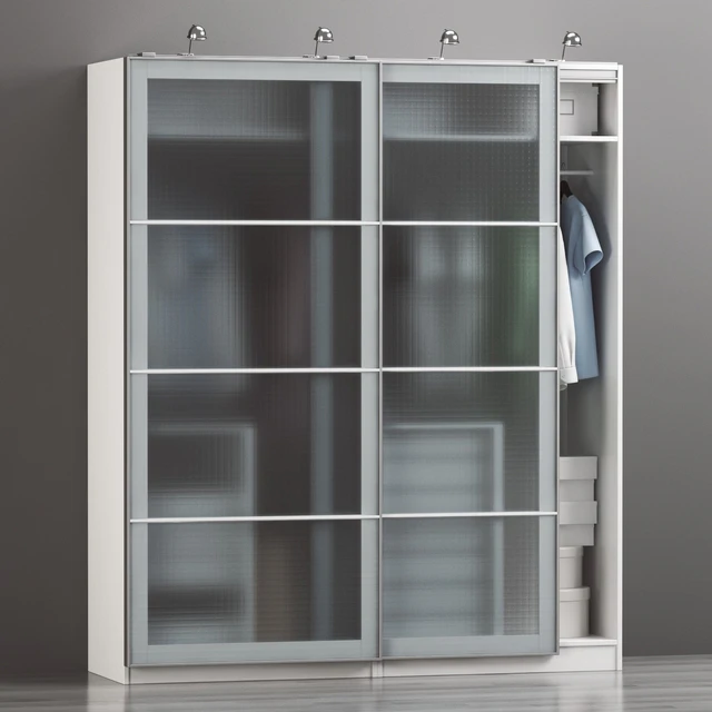 IKEA PAX wardrobe | гардероб ИКЕА ПАКС белый, Нюкирха закаленное стекло,орнамент «клетка». — Скачать
