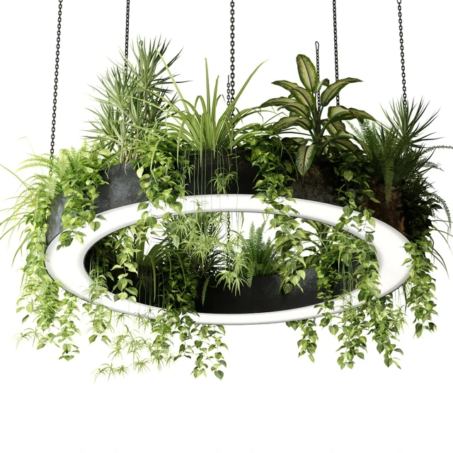 Ring lamp planter with plants — Descargar
