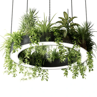 Ring lamp planter with plants — Ver 1