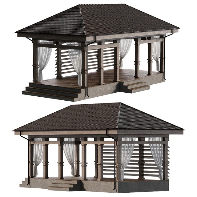 Gazebo with curtains — Descargar