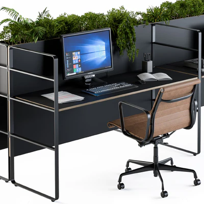 Office Black and Plants- loft style — Ver 3