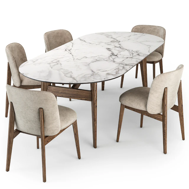 Calligaris Abrey elliptical table wood chair — Descargar