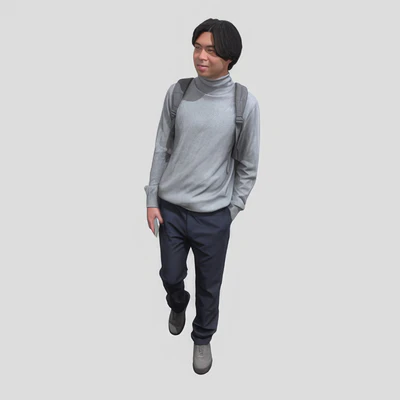 walking asian man with a backpack 0415166 — скачать
