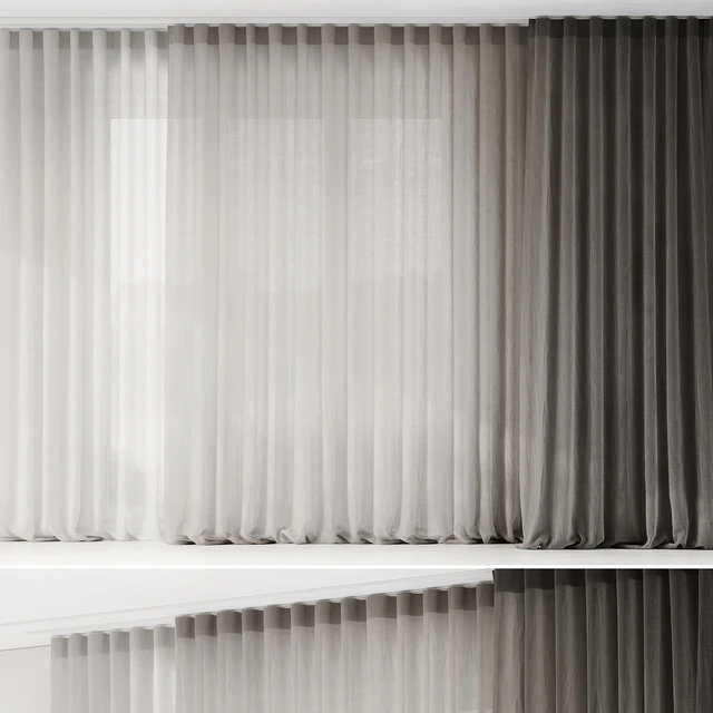 Curtains with folds on the floor of fine linen on the ceiling cornice — Descargar