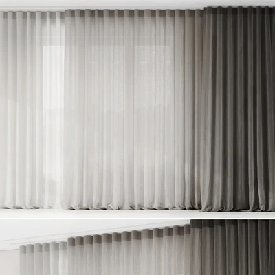 Curtains with folds on the floor of fine linen on the ceiling cornice — Ver 1