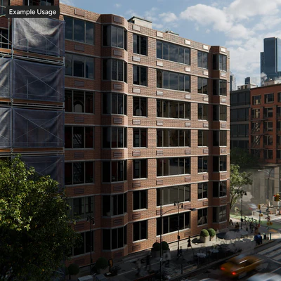 modernist grid running bond brick facade texture red brown — View 2