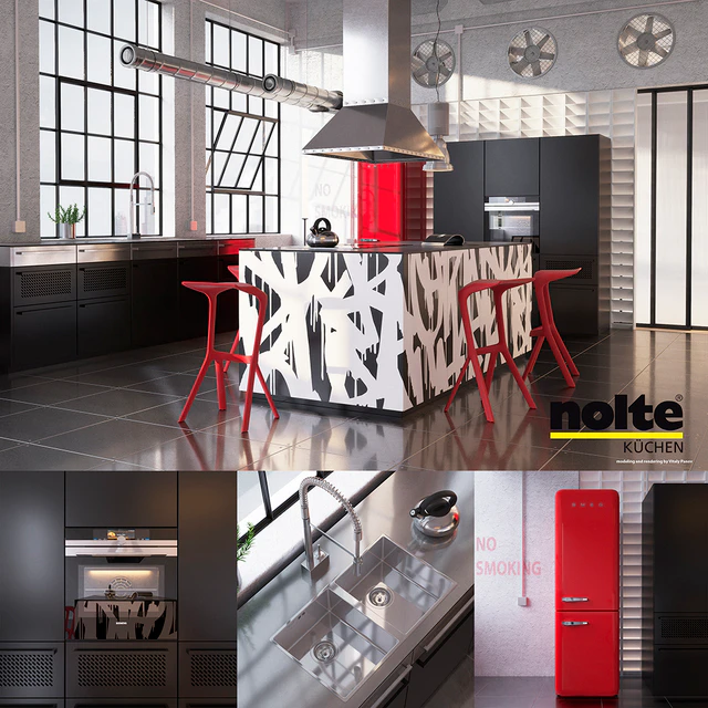 Kitchen Nolte Neo equipment and industrial attributes (vray, corona) — Descargar