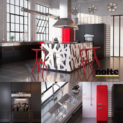 Kitchen Nolte Neo equipment and industrial attributes (vray, corona) — Ver 1