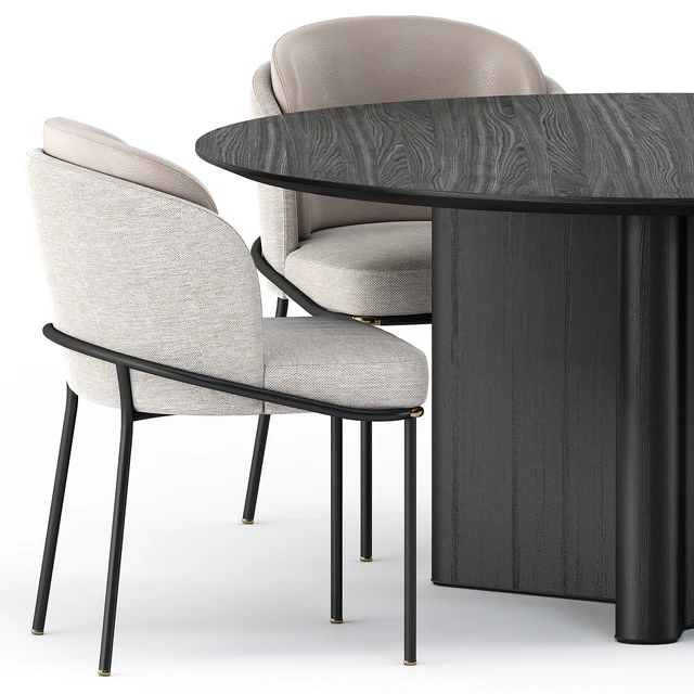 FIL NOIR chair and LOU Table by Minotti — Скачать