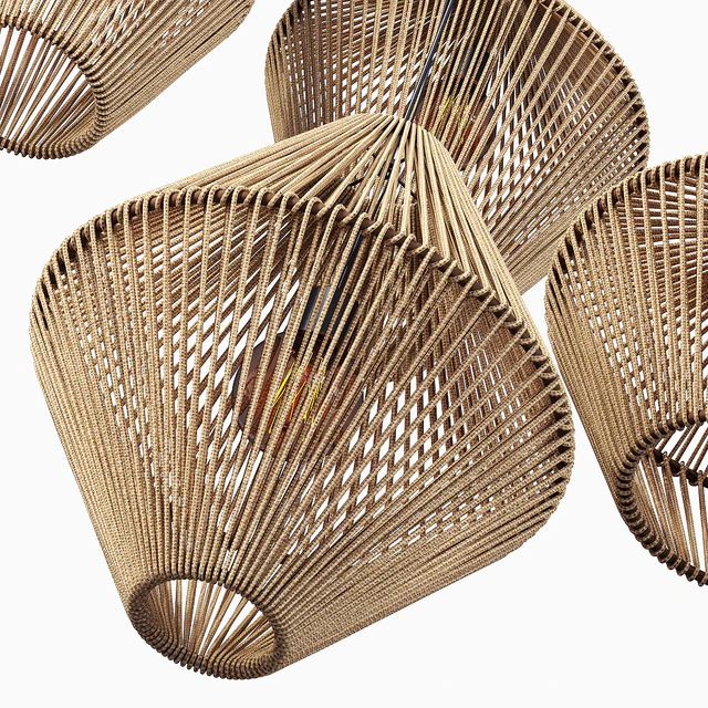 Lamp wood rattan wicker Cone / Chandeliers rattan cone — Descargar