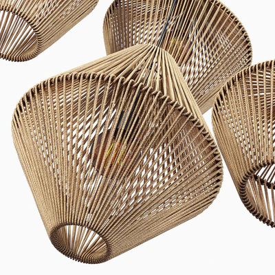 Lamp wood rattan wicker Cone / Chandeliers rattan cone — Ver 5