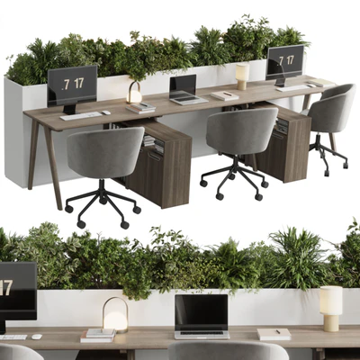 Workplace - Home offfice set - office furniture - Employee desk 26 — скачать