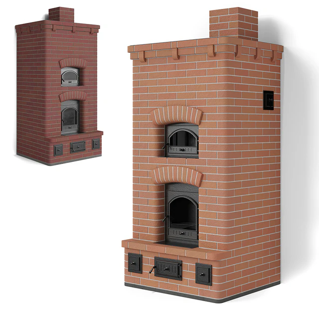 Дровяная печь-камин Stove кирпичная с хлебной камерой — Скачать
