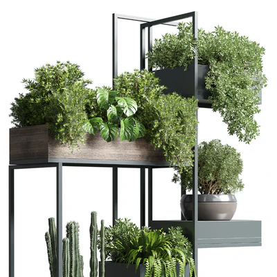 Collection Outdoor Indoor plant stand-metal and wooden vase 13 — Ver 2