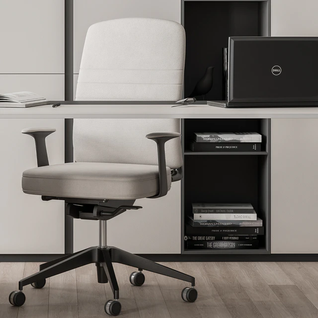Boss Desk with Library Black and White Table - Office Furniture 285 — Скачать