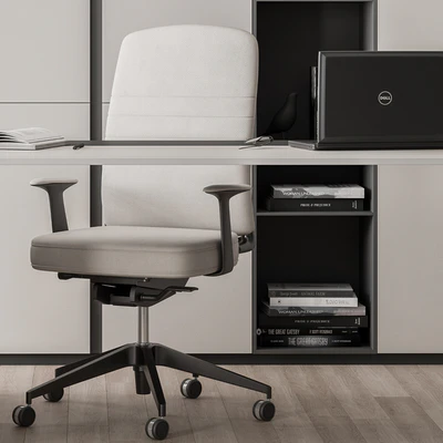 Boss Desk with Library Black and White Table - Office Furniture 285 — Вид 3