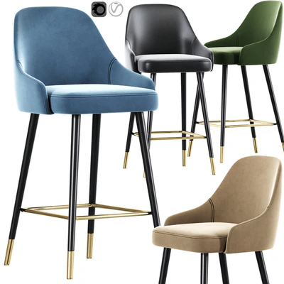 Glam Bar Stool Blue Velvet — Ver 1