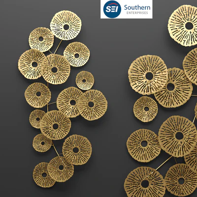 Southern Enterprises Aura Abstract Wall Sculpture золотой настенный металлический арт декор, luxury, люкс, абстракция, цветы, панно — Вид 1
