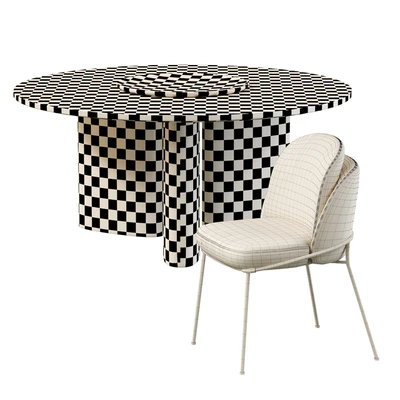 Modern Baron Sea Foam Dining Chair and Round table — Ver 3