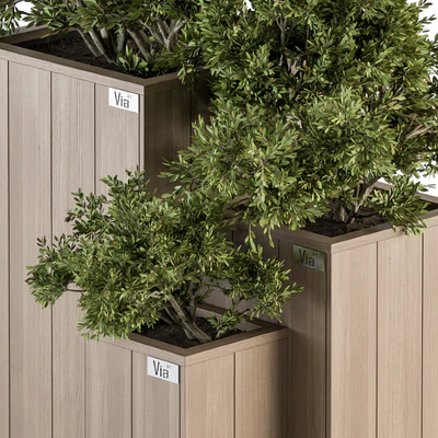 Outdoor Plant Set 298 - Wooden Plant Box — Ver 3