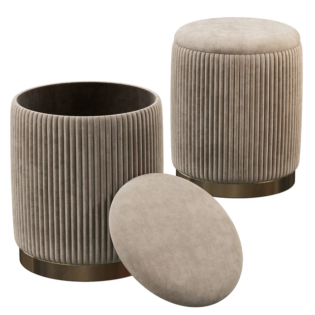 Channeled Grey Storage Ottomans - Set of 2 — Скачать