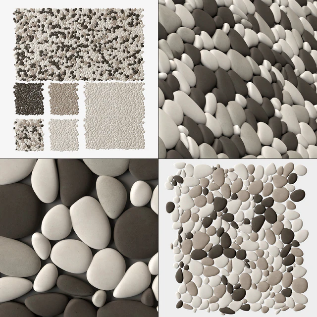 Pebble  oval big panel tile  n1 / Панель из овальной галки плитка №1 — Скачать