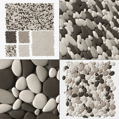Pebble  oval big panel tile  n1 / Панель из овальной галки плитка №1 — Вид 1