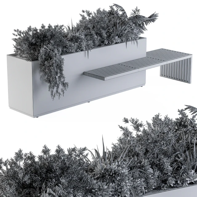 Urban Furniture / Architecture Bench with Plants Box03 — Descargar