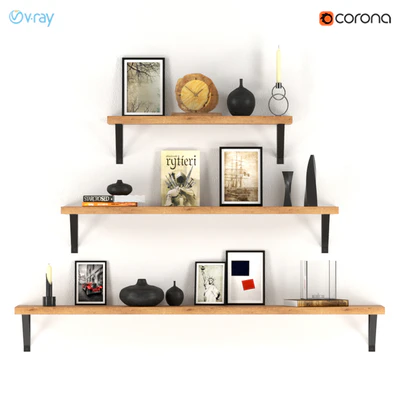 Decorative set of three shelves with filling. — Ver 1