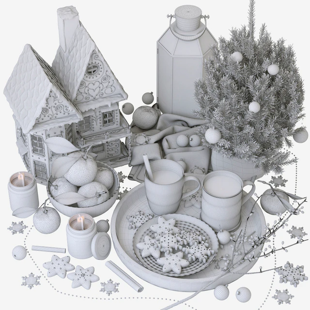 Decorative set with gingerbread house — Descargar