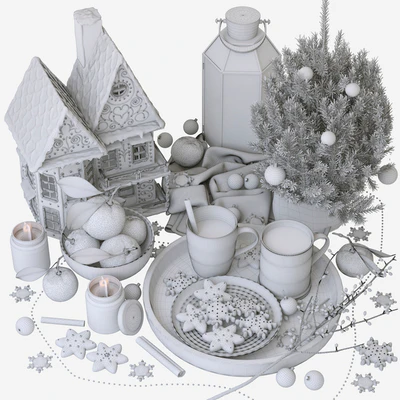 Decorative set with gingerbread house — Ver 3