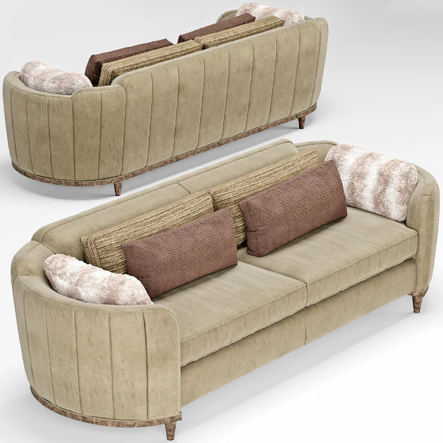 Cherish Round Barrel Beige Velvet Sofa — Скачать