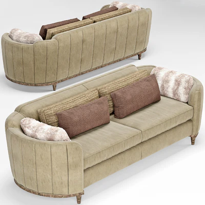 Cherish Round Barrel Beige Velvet Sofa — Вид 3