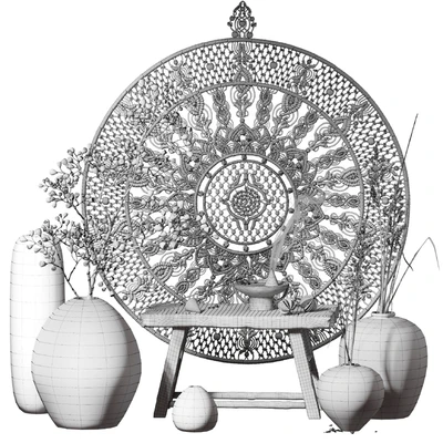 Decorative set 015 with Macrame panno — Ver 2