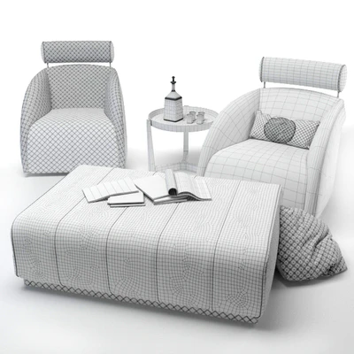 Armchair, pouf and table Tecni nova — Ver 2