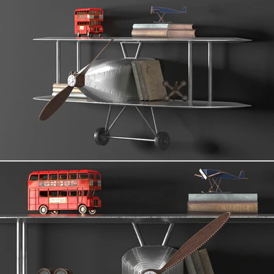 VINTAGE AIRPLANE METAL SHELF — Ver 1