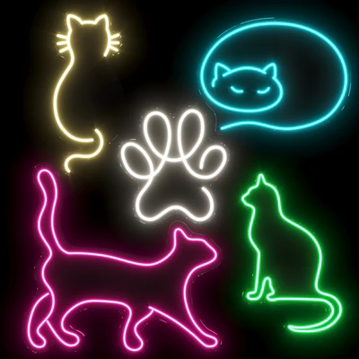 Set of neon lights Cats 02 — Ver 1