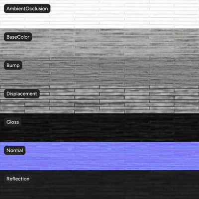 rusticated long thin running bond brick wall texture gray — View 2