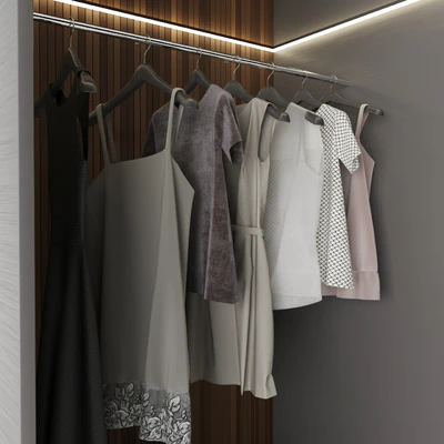 Brown Wardrobe Walk-in Closet Black Glass Door Simple and Luxury — Ver 4
