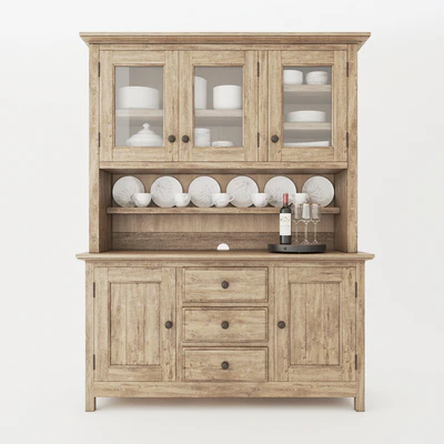 Pottery Barn Benchwright Buffet & Hutch With Decor — Ver 3